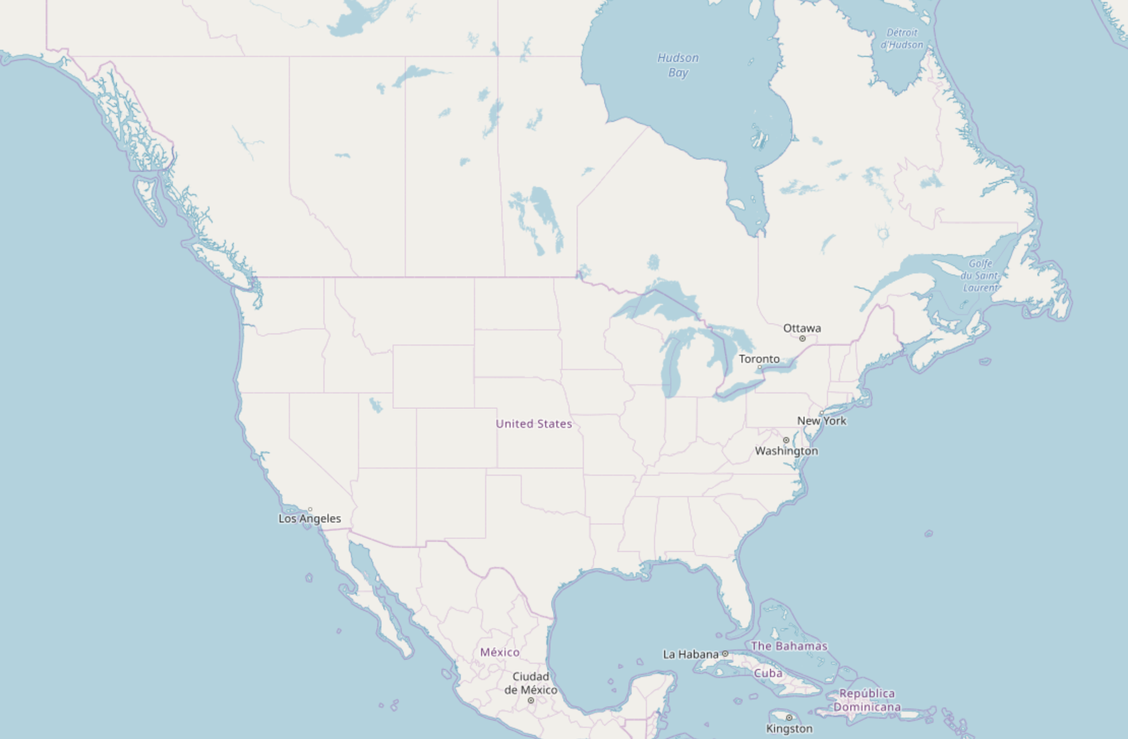OpenStreetMap map of the North American continent